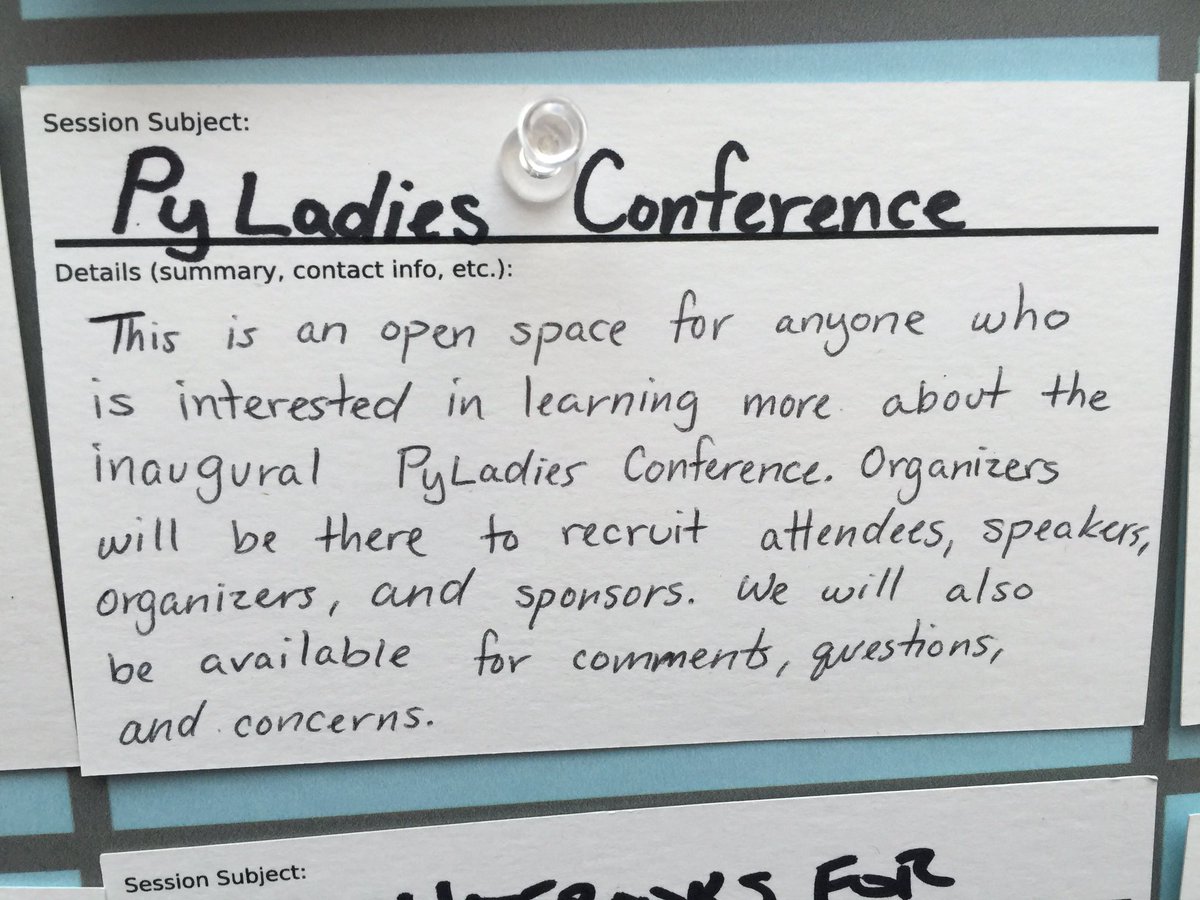 ttglennhall's tweet image. The PyLadies Conference has an open space @pycon at 3:00pm in B112!