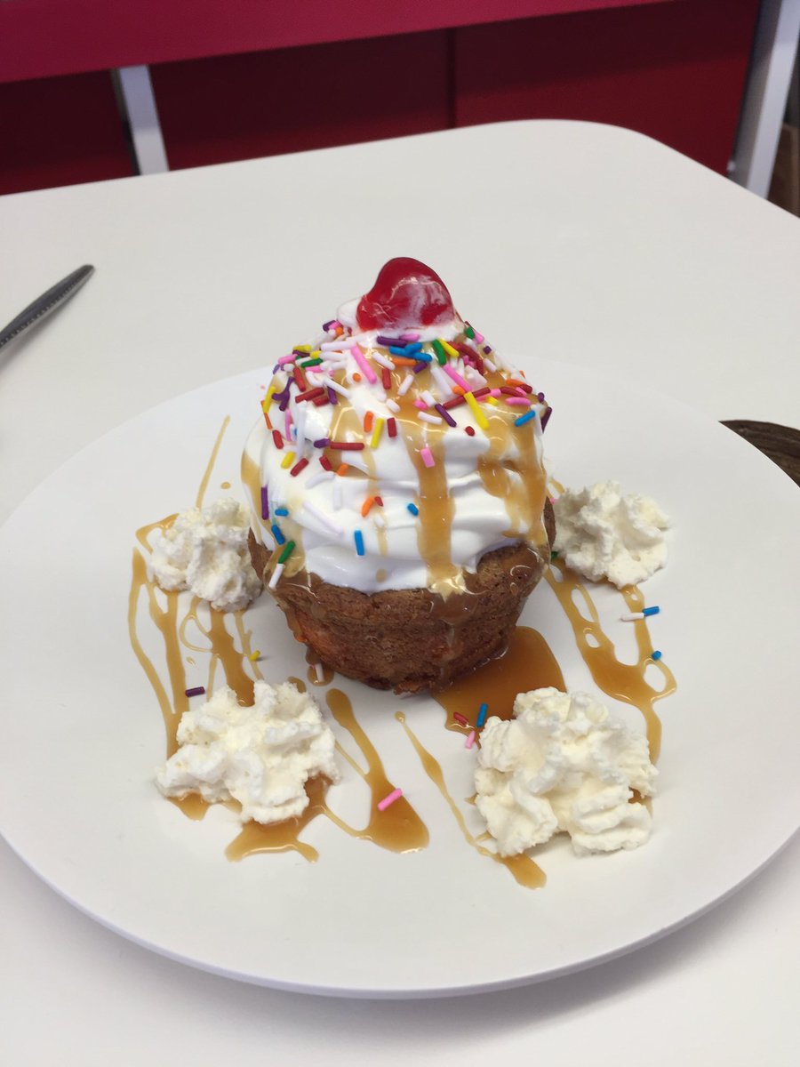 Come in and try our new Monster Cookie Sundae! Available in hot fudge or hot caramel (Maddy not included)