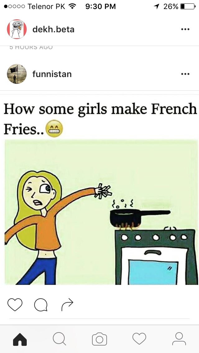 Adamshyig's tweet photo. #ILaughWhen girls make fries https://t.co/NyYdkNtFKW