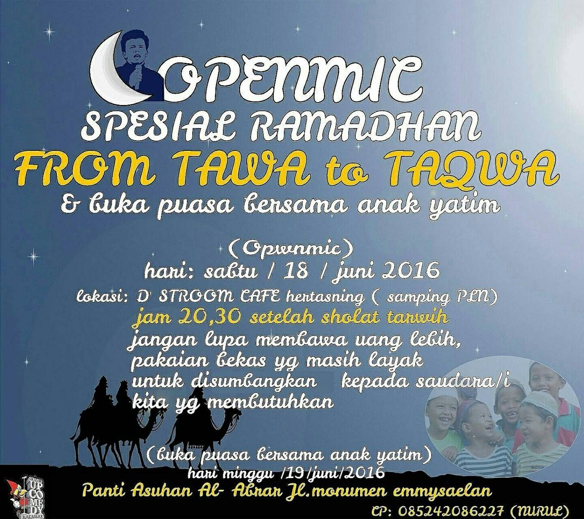 bamshasanuddin's tweet photo. Tabe gaes, yg lg laparlaparnya mi tunggu waktu berbuka puasa, liatmi ini dlu. Cc: @StandUpIndoMKSR #fromtawatotaqwa https://t.co/SVdlKnrWR3