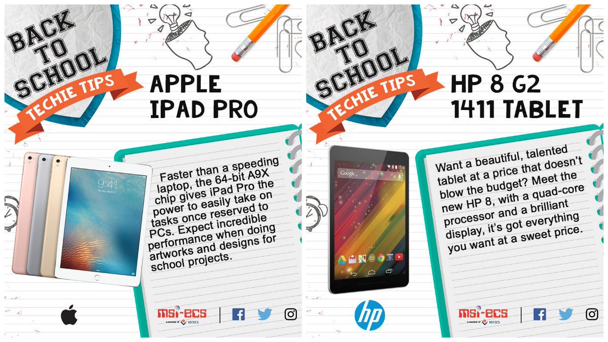 vstecs's tweet image. Portable yet powerful. Grab one of these tablets to help you ace school works. 
#TechieTips