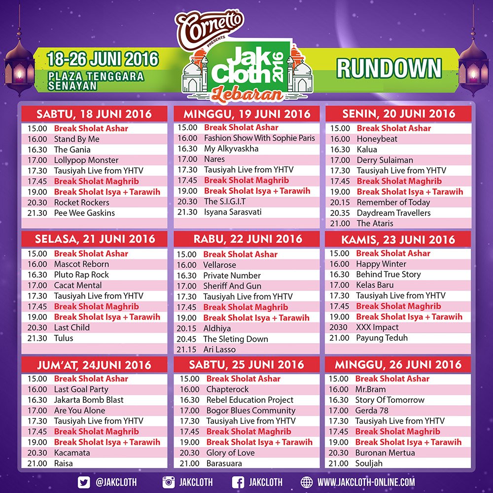 ini dia tempat terasik buat Ngabuburit! Cornetto JakCLoth Lebaran 18-26 Juni 2016,