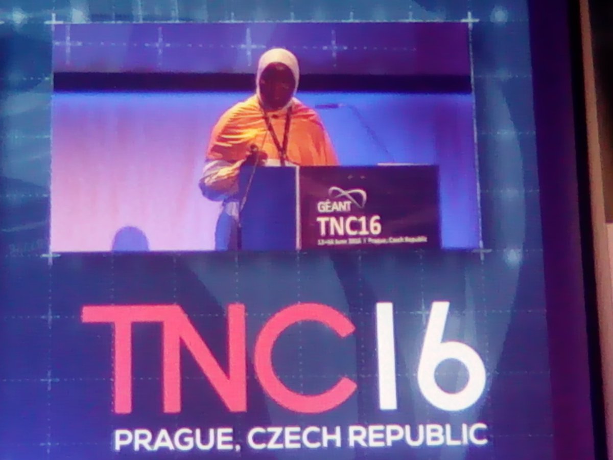 moussatessa's tweet photo. Khoudia from @UCAD_Senegal and @WACREN presenting eduroam at TNC16 in Prague with support from @AfricaConnect2 https://t.co/eJrKzvoDTG