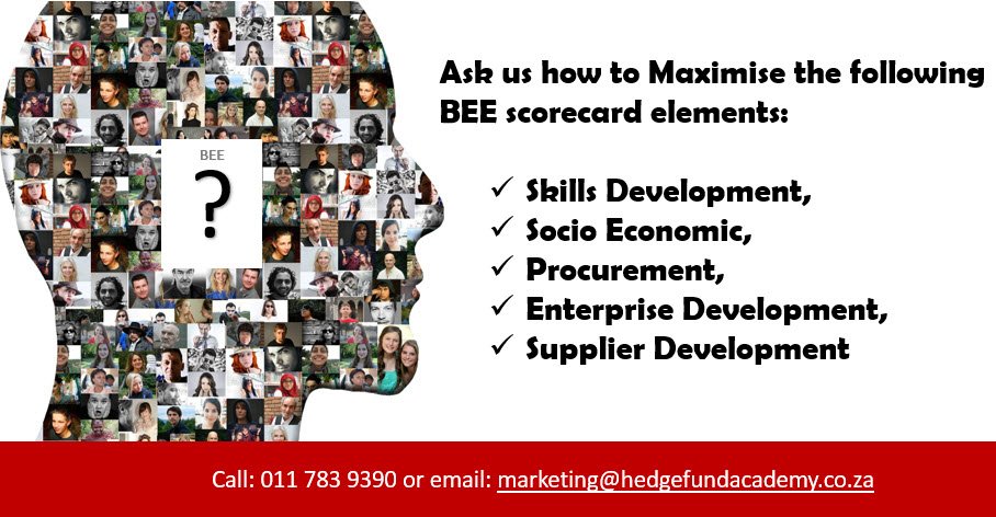 HedgeFundAcadem's tweet photo. #BEEsolutions @HedgeFundAcadem #skillsdevelopment #socioeconomic #procurement #enterprisedevelopment #beescorecard https://t.co/M34QpkGgz7