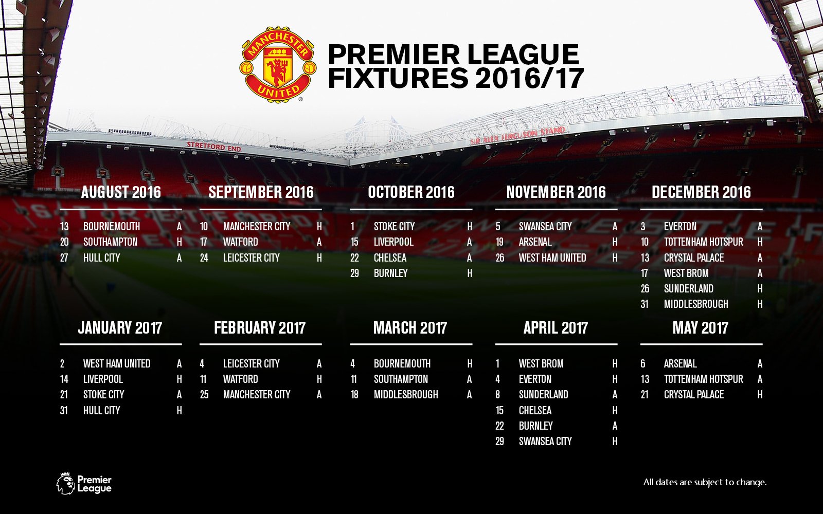 Man United & Man City Premier League fixture list 2016-171600 x 1000