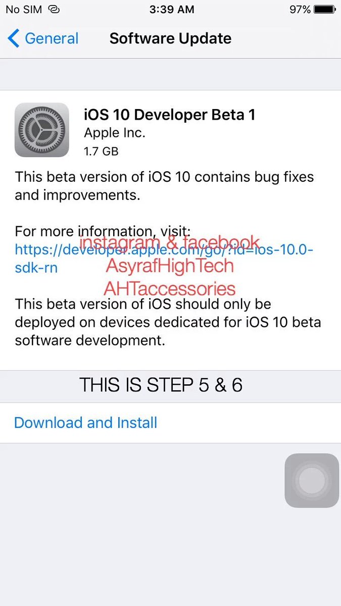 GeekSip's tweet photo. How to update #ios10 Beta 1 - No jailbreak, No PC || Credit to : @exploreasyraf https://t.co/x9RBOCw1mP