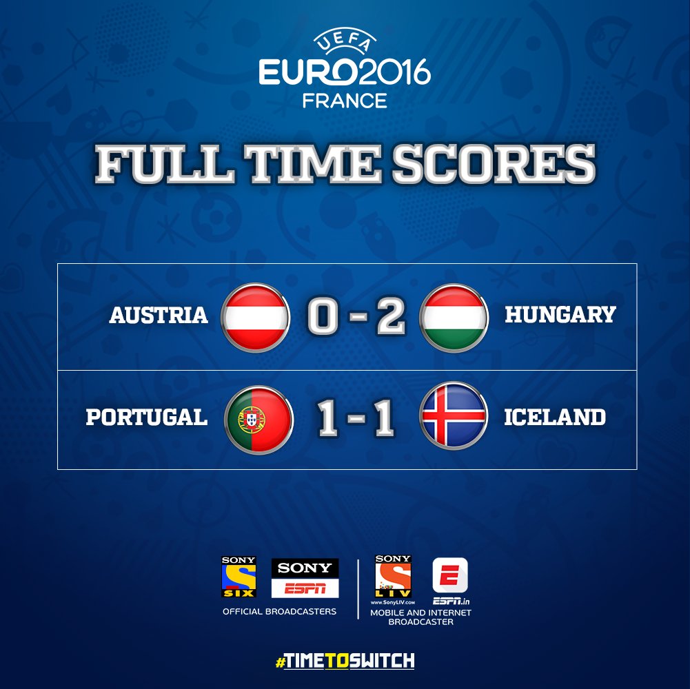 SPN_Football's tweet photo. Here are the fulltime scores in the @UEFAEURO 2016 fixtures from Tuesday. #TimeToSwitchToFootball #EURO2016 https://t.co/OJwJcRJJOf