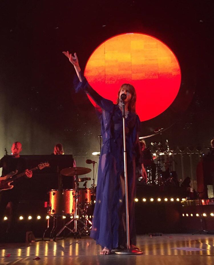 FATMItalianArmy's tweet photo. Florence + The Machine performing at @barclayscenter in New York last night 💙💙💙 Moon is back 🌑🌒🌓🌕 #HowBeautifulTour https://t.co/DifpXB5vKU