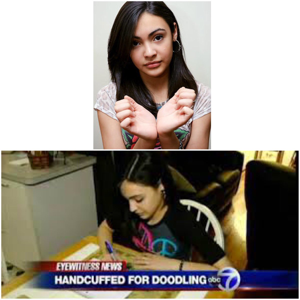 نتيجة بحث الصور عن Queens girl Alexa Gonzalez hauled out of school in handcuffs after getting caught doodling on desk