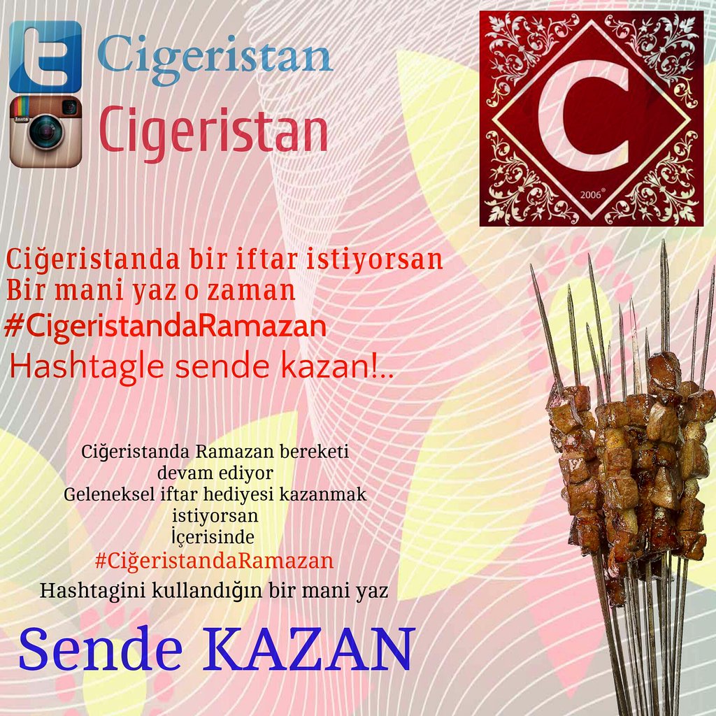 cigeristan's tweet photo. #CigeristandaRamazan hashtag ile mani yaz tweet at. @Cigeristan da iftar kazan. Kazanlar 17 Haziran 17:00 de.., https://t.co/nVmn1cwAZg