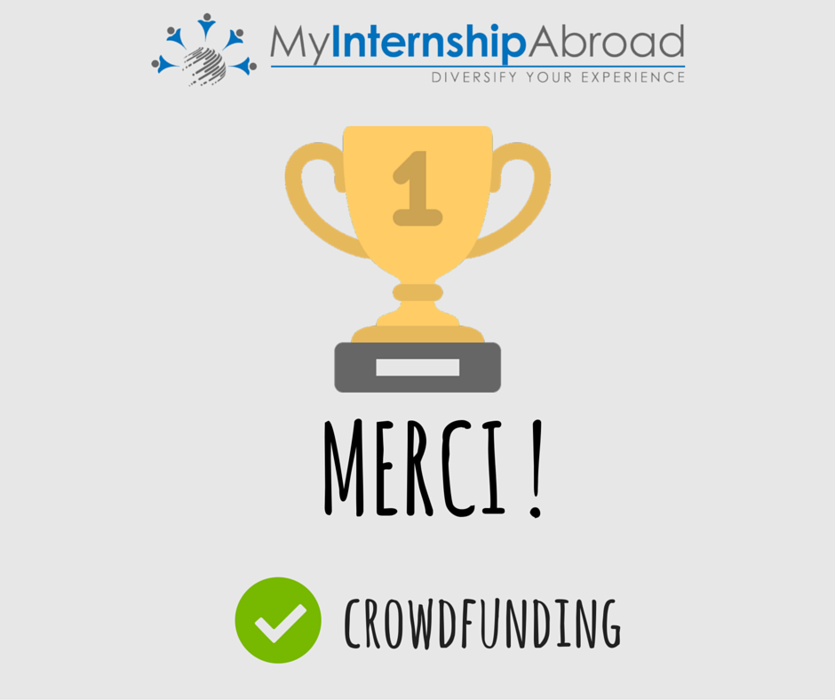 My_Internship's tweet photo. Campagne de #crowdfunding RÉUSSIE ! Merci à tous d'avoir participé, partagé l'info et surtout de croire en nous ! https://t.co/eYr94fwJwy