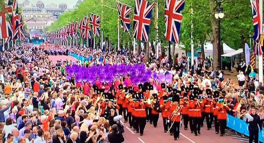 12 members of the band assisted @Queens_Div_Band - #ThePatronsLunch on the Mall,St James's Park #Queens90thBirthday
