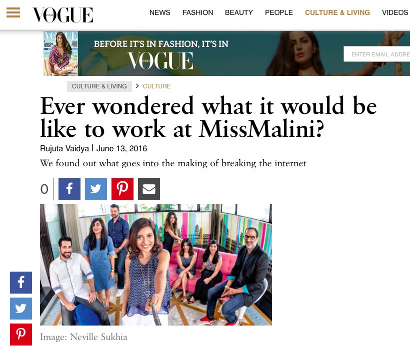 TeamMissMalini's tweet photo. Ever wondered what it would be like to work at @MissMalini! Thank you @VOGUEIndia :) https://t.co/bJ00x2aV4w https://t.co/HYIvmOyeXO