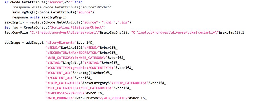 joekniesek's tweet image. Writing on a parser that imports xml-data and writes a new xml with the resulting data. #classicasp #code #vbscript