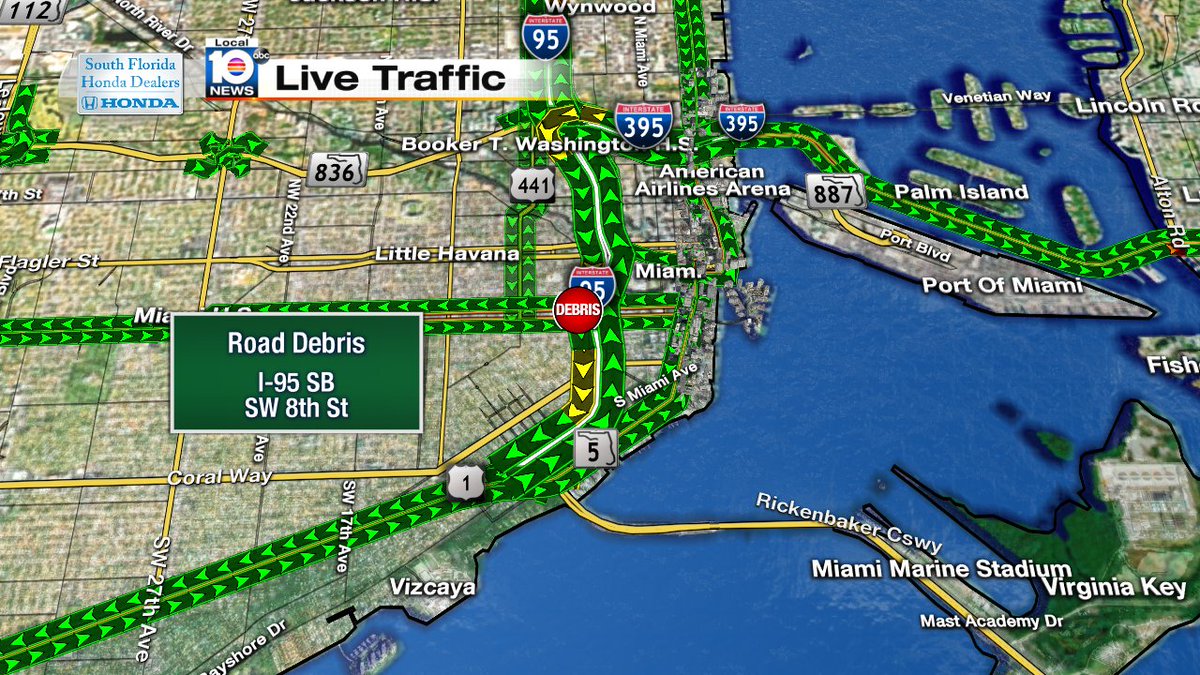 Road debris on I-95 SB and SW 8th St #TRAFFIC #MIAMI https://t.co/8lE8uRrSjg
