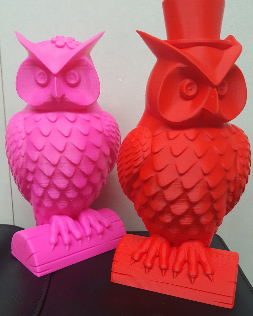ZinterLtd's tweet photo. Mr & Mrs Owl Printed on a #ZinterPro,printed with #ColorFabb PLA which we recommend using with our printers!! #3D https://t.co/KPVDewE0E0