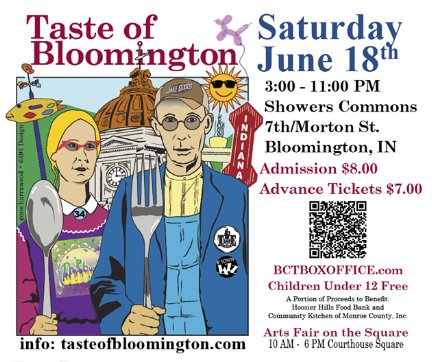 The Taste of Bloomington is this SATURDAY!!! Enjoy live music, local beer &amp; wine, &amp; Bloomington's best restaurants!