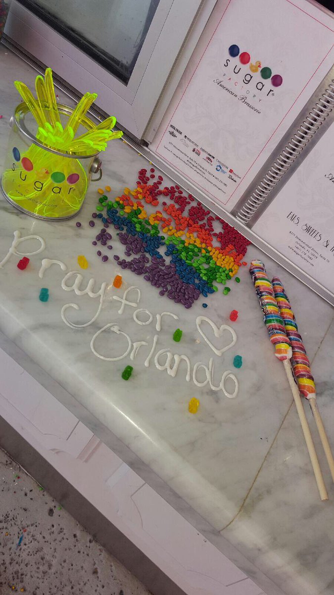 Our thoughts and prayers go out to all the families in Orlando. #sugarfactoryorlando
#prayersfororlando #orlandolove