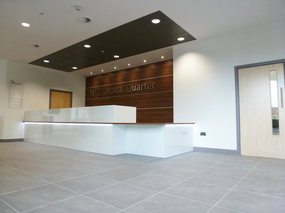 dgoffice's tweet photo. Our Capital Quarter Project is now finished! Featuring a Bespoke Reception by @clarkerendall  #Cardiff #design https://t.co/TiqgYWoqvl