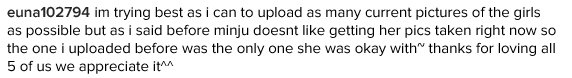 thearkktumblr's tweet photo. Euna comment under latest Instagram post https://t.co/hWLXDvN6uM
