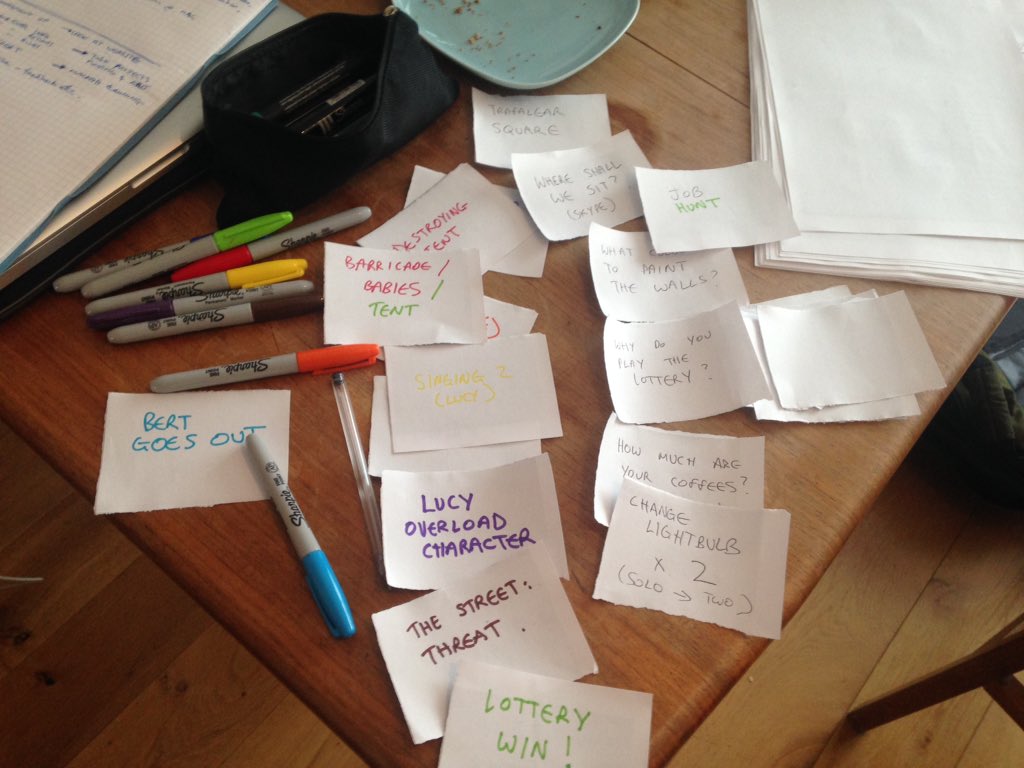 Bab_kas's tweet photo. Next leg of #Homesick is go! It's pieces of paper time. And soon it'll be show time: #BeingEuropean @CamdenPT https://t.co/GYHCfodnvC
