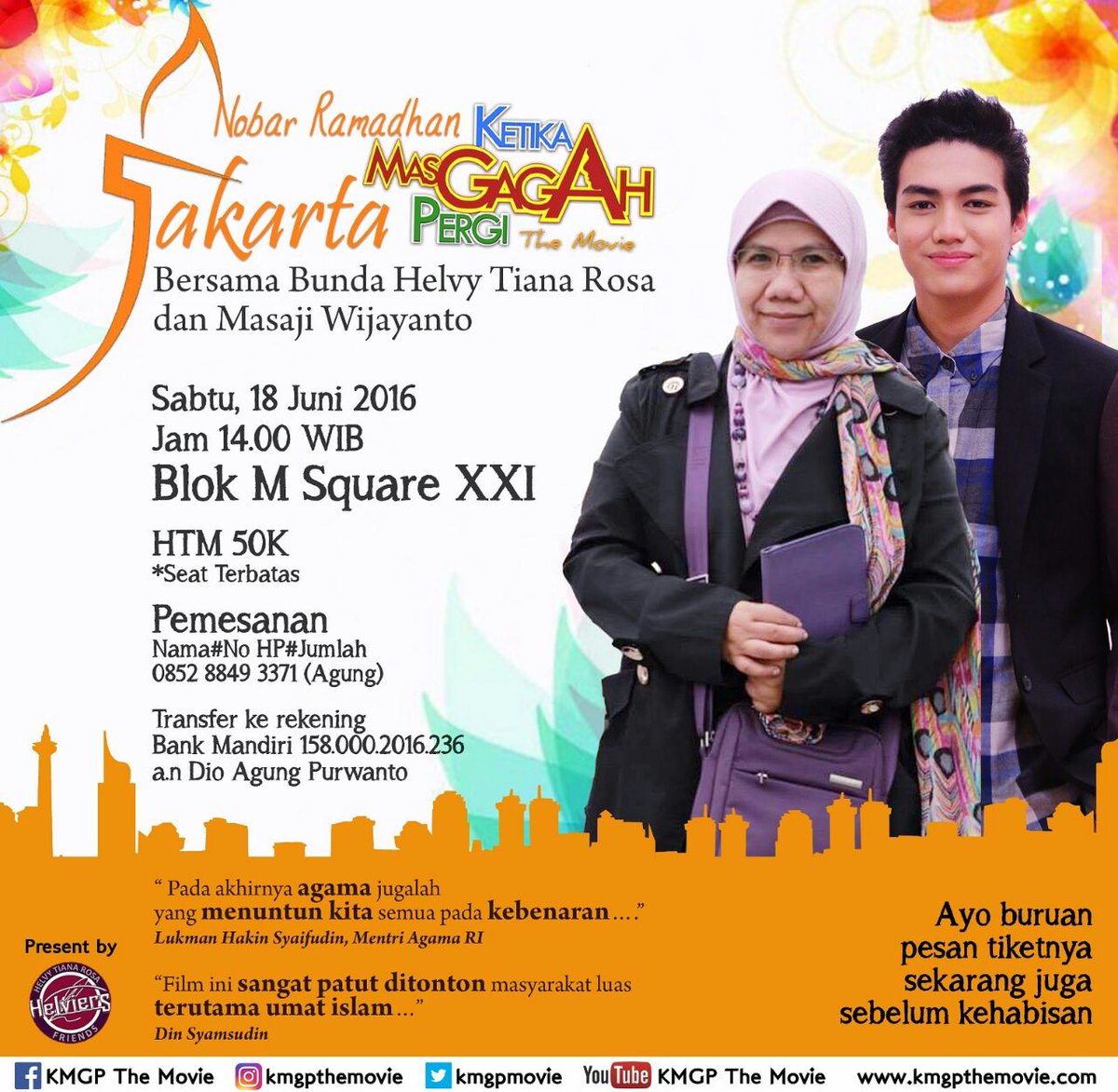 helviers's tweet photo. Nobar @kmgpmovie bareng @masajikmgp &amp; bunda @helvy yuk! 18 Jun pkl 14 di Blok M Square! #KetikaMasGagahPergi https://t.co/HJtYnVY7Ar