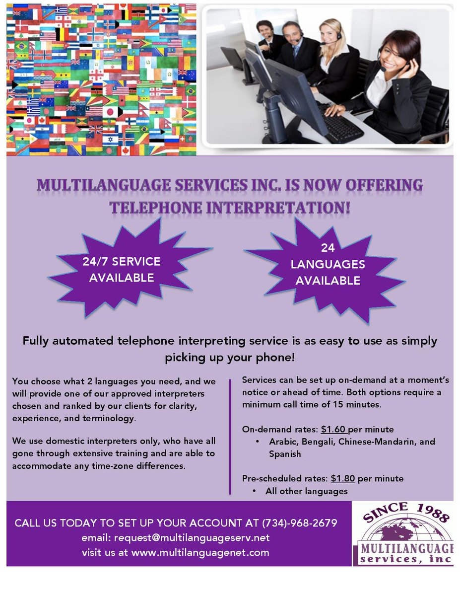 Multilanguage_'s tweet image. Call us today to set up an account for our telephone interpretation service!