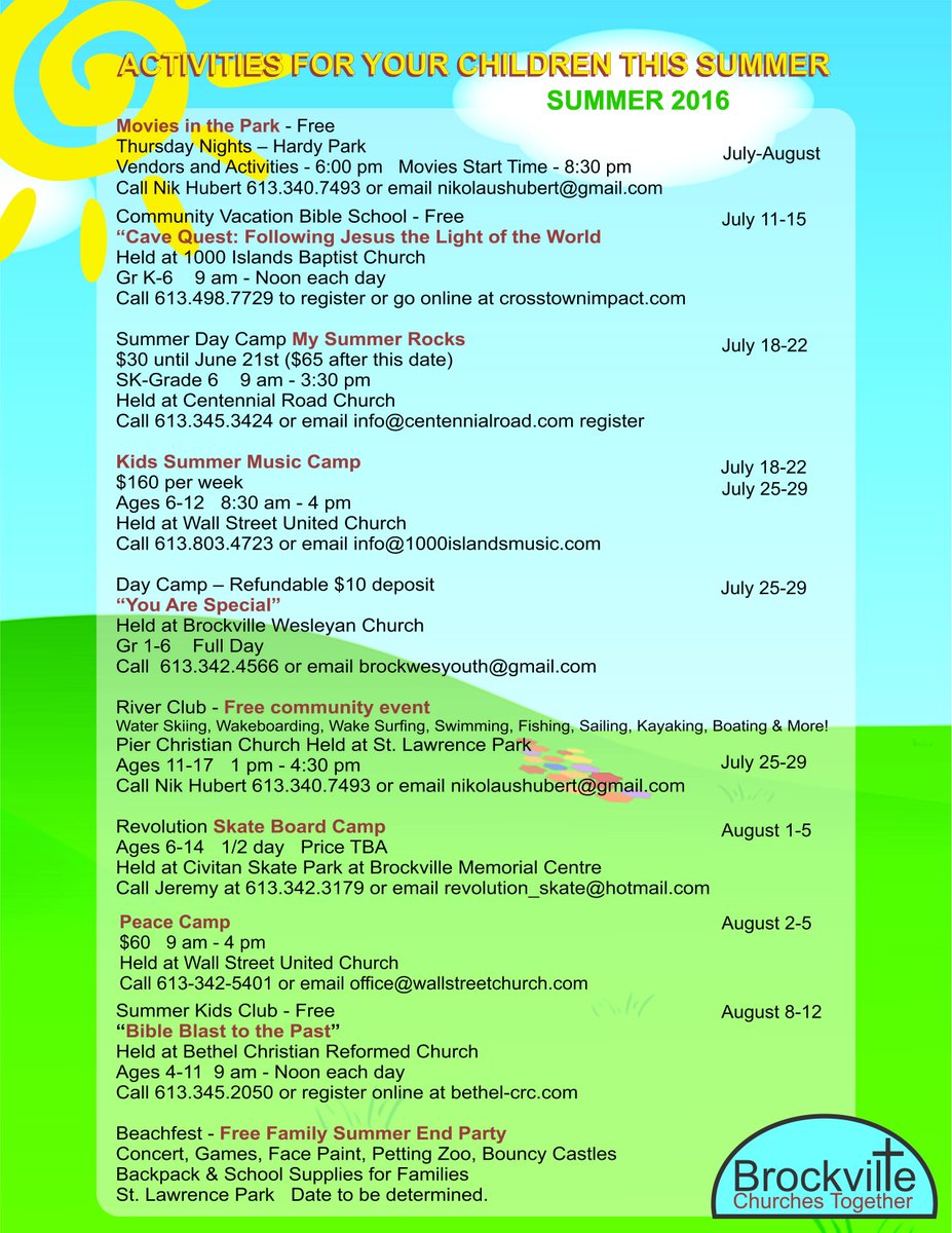 Jenn_GraphicsPS's tweet image. So many opportunities for children in Brockville this summer!!! #kidscamps