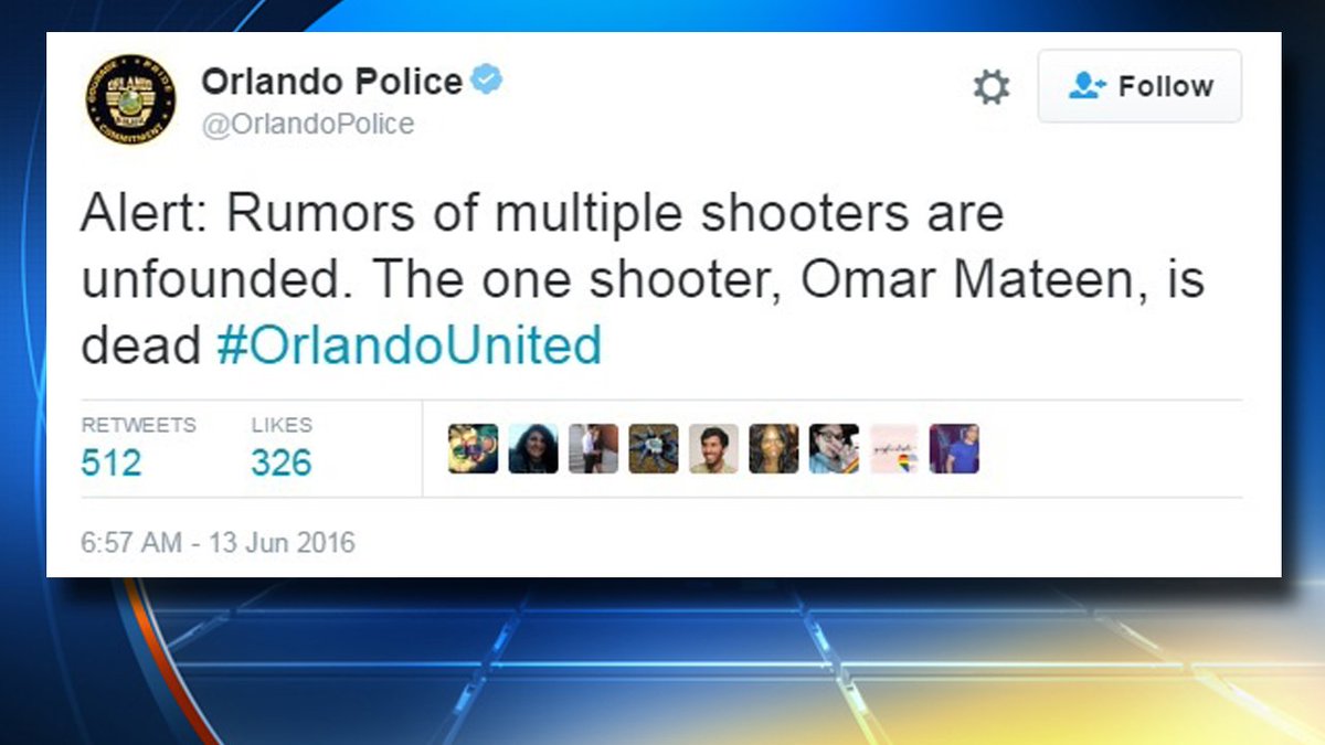 The @OrlandoPolice dispels rumors that there was more than one shooter involved in shooting bit.ly/1U98bZz?utm_me… https://t.co/SJ5KqjZkH7