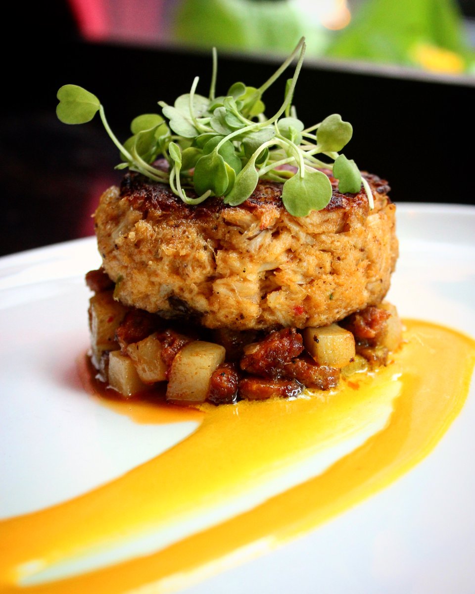 The Crab Cake you’ve been waiting for. #crabcake #happymonday #newmenuitem #andouille #saffron
