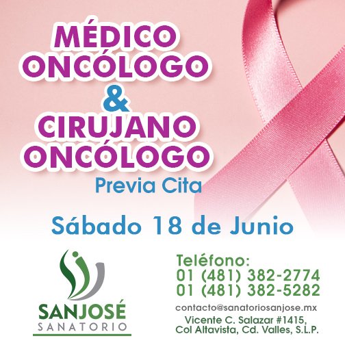 SSJdeValles's tweet photo. Consulta con especialistas en #oncología #Medicina #CdValles ¡Los Esperamos! https://t.co/zOoot8ld5Z