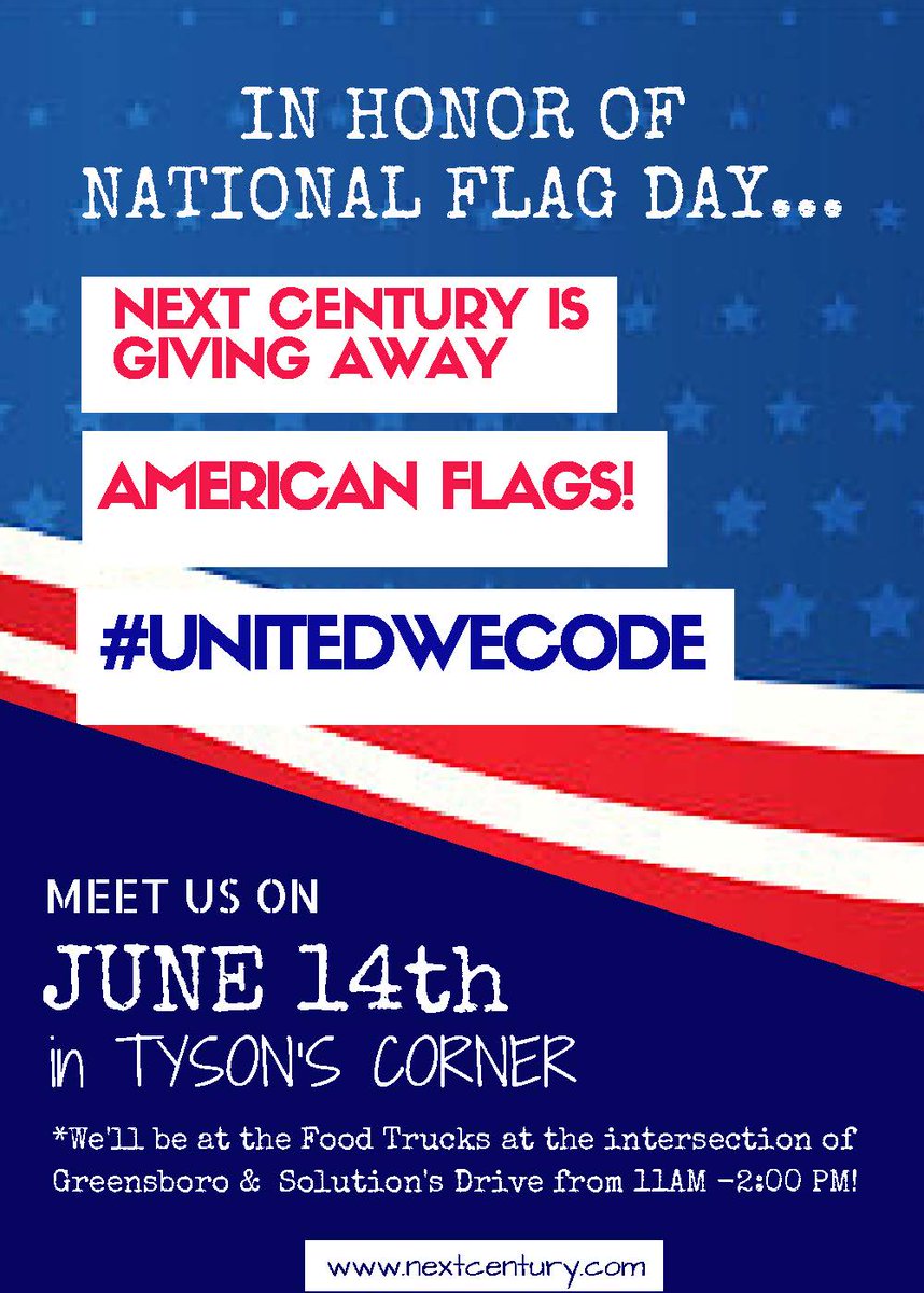 nextcenturycorp's tweet photo. #unitedwecode #nationalflagday #giveaway #nextcentury https://t.co/HqpjY9u6n6