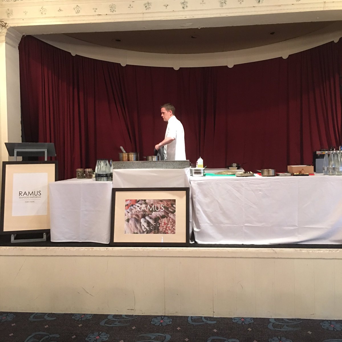 ramusforfish's tweet photo. All nearly ready for tonight's demonstration evening @stephaniejmoon @chefjimkey https://t.co/V5xk3eaIsl