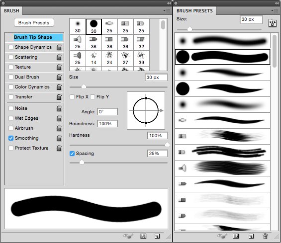 @sakuga_ right is the default, left is what i use i just change around the size & transfer & spacing levels lol 