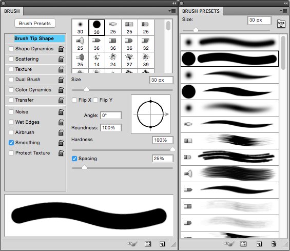 @sakuga_ right is the default, left is what i use i just change around the size &amp; transfer &amp; spacing levels lol 