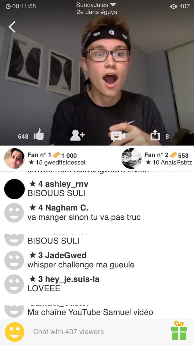 jesuis1suceuz's tweet photo. Le fuck de @sulivangwed et la réaction de @SundyJules choqué 😂😂😍 je vous aime ❤️ https://t.co/NTrbLjNuyY