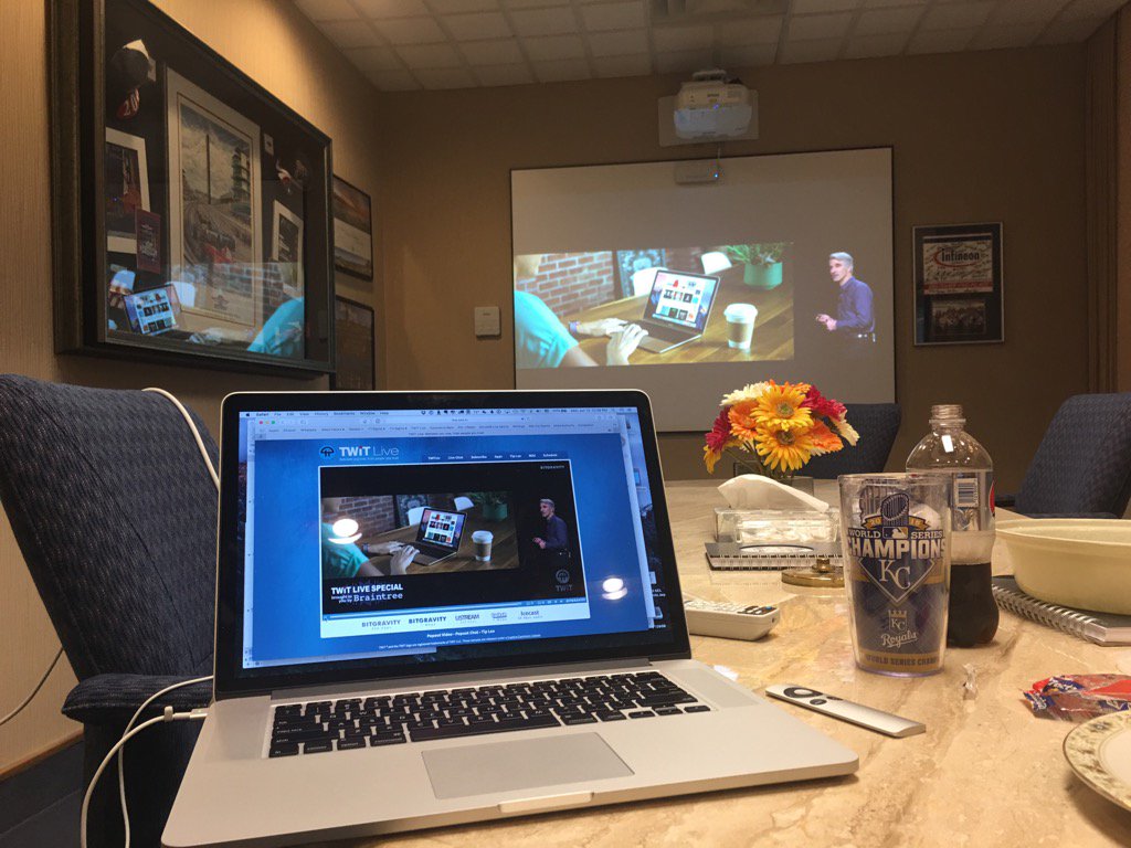 Watching WWDC on projector and listening to TWiT commentary on MacBook Pro