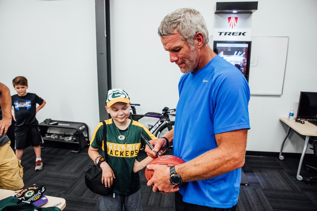 BrettFavre's tweet photo. Thanks for another great @Trek100Ride, raising money for the @maccfund  You can donate too: https://t.co/YXFtwShZS7 https://t.co/P2aiWht24u