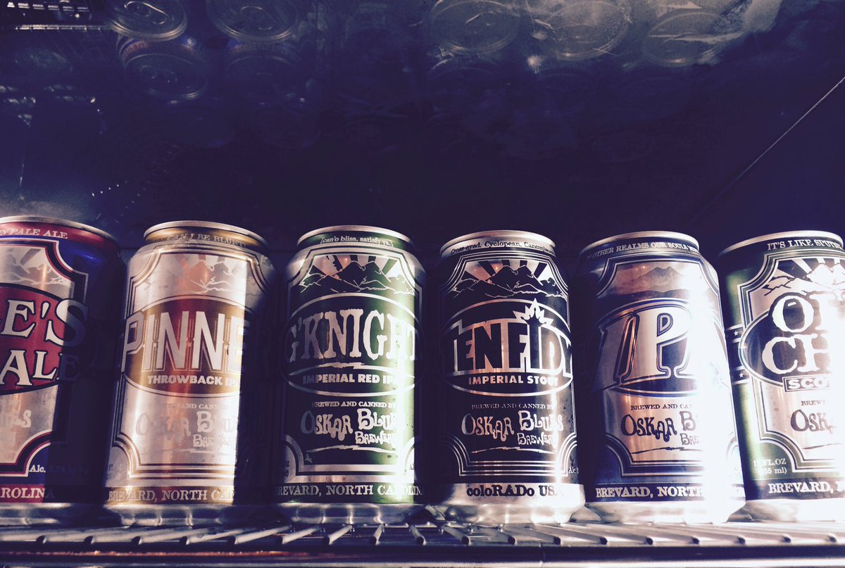 BrewDogBirm's tweet photo. Craft cans looking sexy in our new bottle fridge... #oskarblues #deviantdales #oldchub #pinner https://t.co/cntC4z9HzO