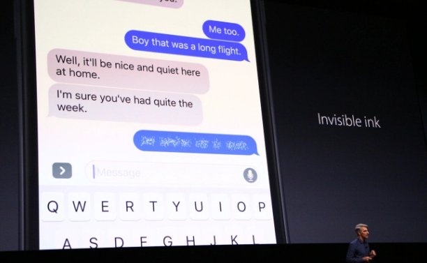 TechCrunch's tweet photo. You can now send messages that don’t show immediately with “invisible ink” https://t.co/n1NGfTzzLj #WWDC2016 https://t.co/L6UHbGELj2