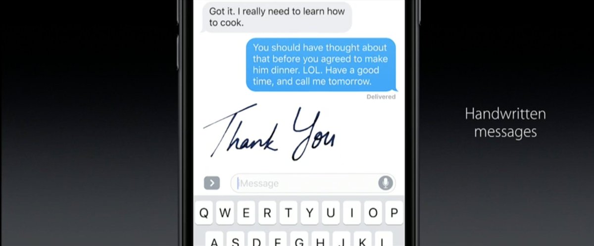 iOS__Daily's tweet photo. #iOS10

Handwritten messages!

Follow iOSDaily for live #WWDC2016 updates https://t.co/6TDK9Q5OsO
