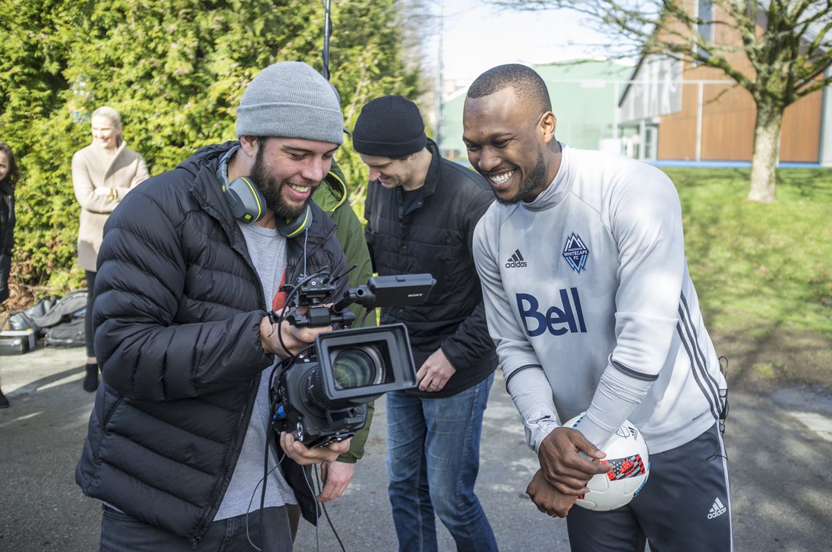 <a href="/janschu/">Jan Schuster</a> runs playback w/ <a href="/kwaston88/">Kendall Waston</a> of <a href="/WhitecapsFC/">Vancouver Whitecaps FC</a>. An amazing day working with such easy going talent | <a href="/redbull/">Red Bull</a>