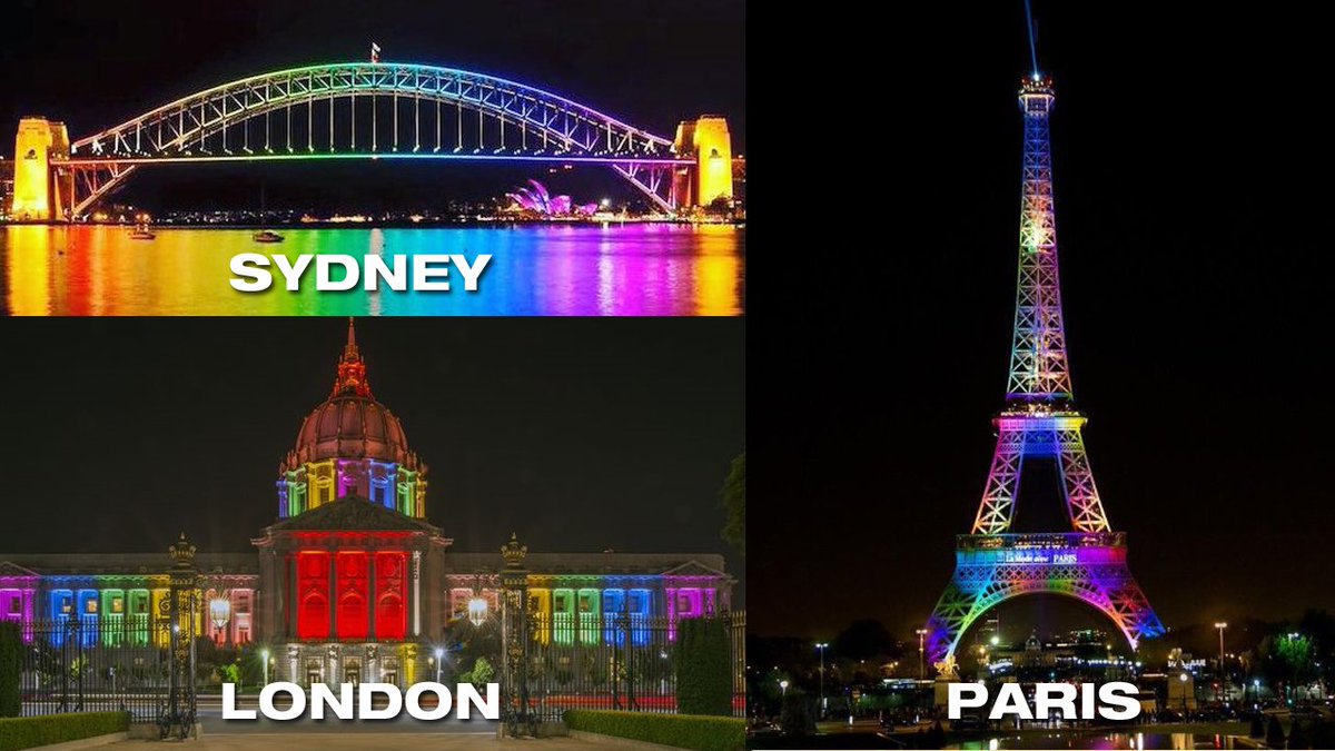 Cities from around the world lit up the night sky to support Orlando, LGBT community #OrlandoStrong https://t.co/tvYkJ0hUdx