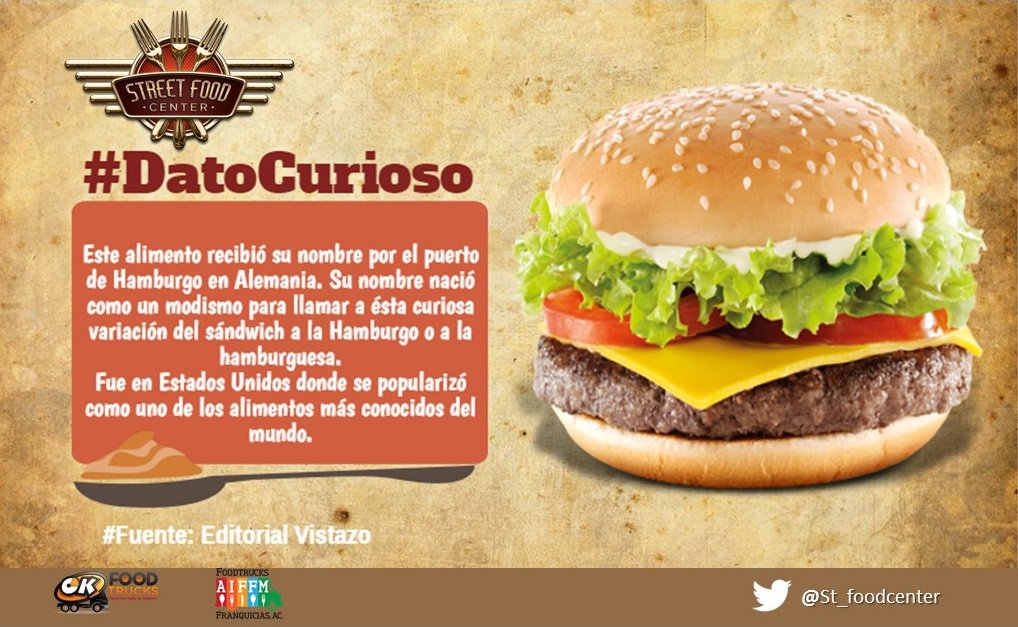 #DatoFoodtruckero del lunes. En #StreetFoodCenter tenemos las mejores hamburguesas sobre ruedas que puedes comer.