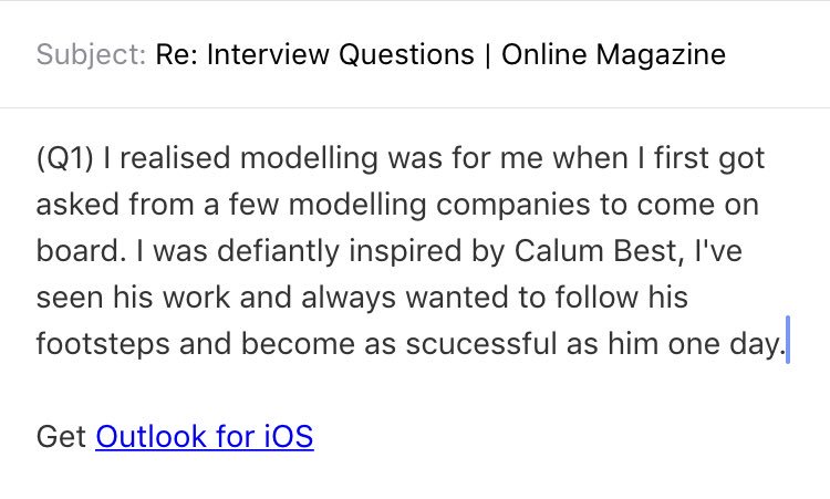 graysonc92's tweet image. Doing my answers for a modelling magazine and had to mention @CalumBest 👍📸 hope you don't mind bro