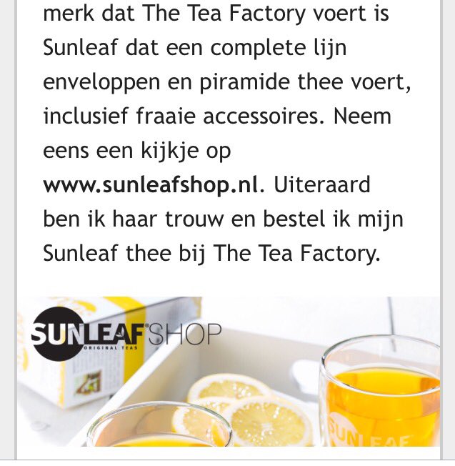 Sunleaftea's tweet photo. Ludieke column van Ron over ontstaan #TheTeaFactory @sunleafshop.nl #Sunleaf #Thee https://t.co/9MUURyt17G