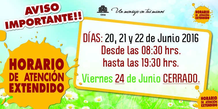 ¡Importante!
Horario de atención extendido en nuestras oficinas y librería Santiago.
Más detalles a continuación: