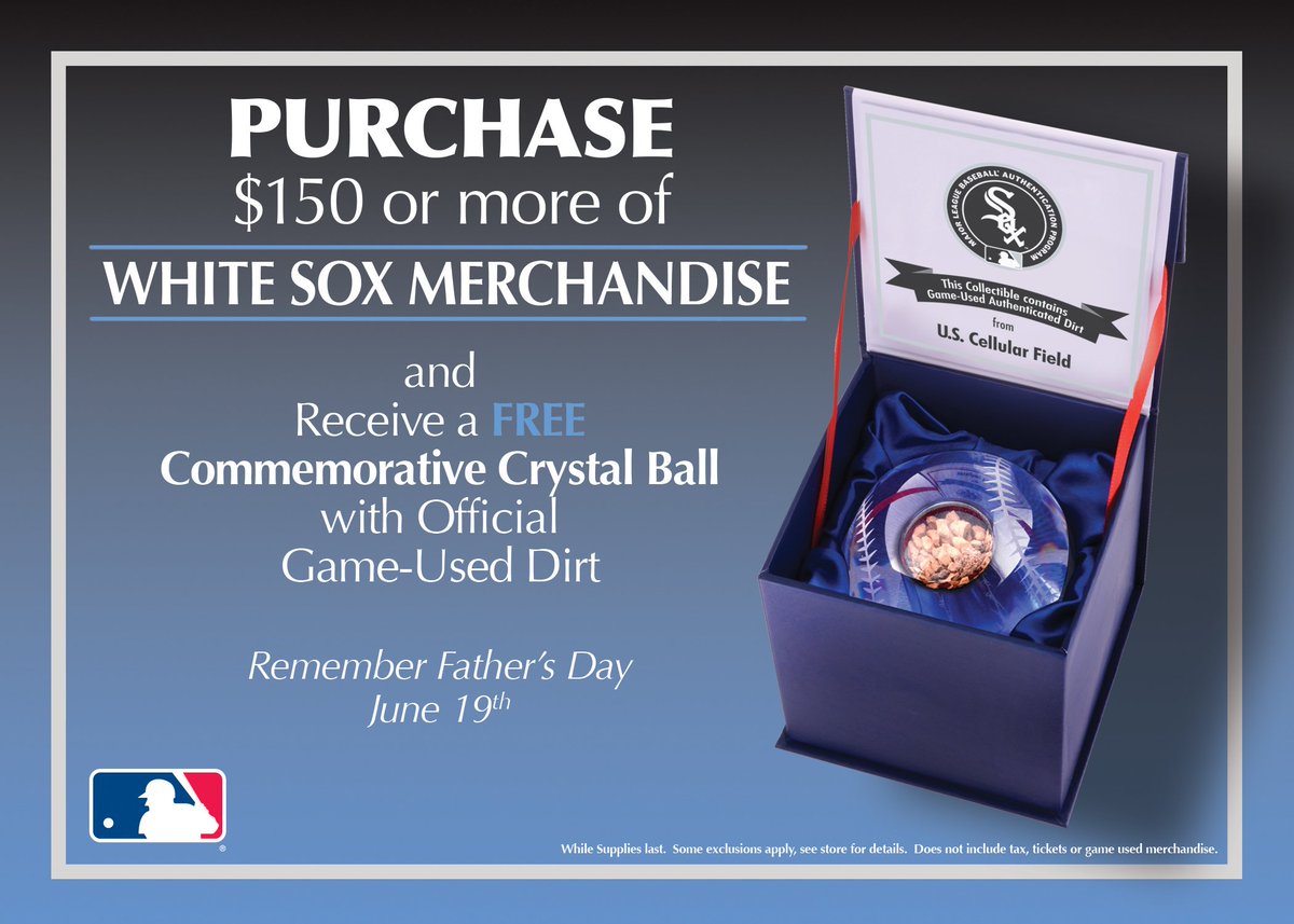 Celebrating #FathersDay! #FREE gift w/ Purchase of $150 in #WhiteSox merch @ #chisportsdepot! While supplies last!