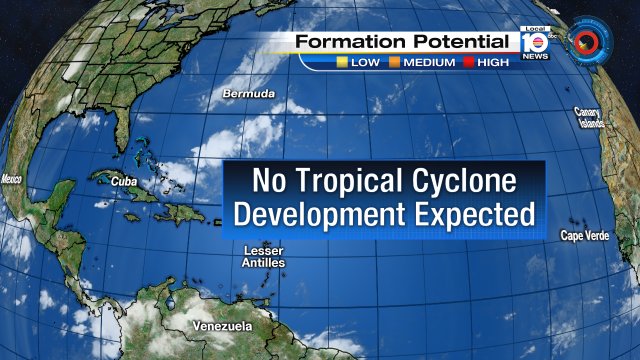 The Atlantic Basin is quiet for now.  Tropical cyclone development is not expected for the next 48 hours. https://t.co/Qoejt7w7It