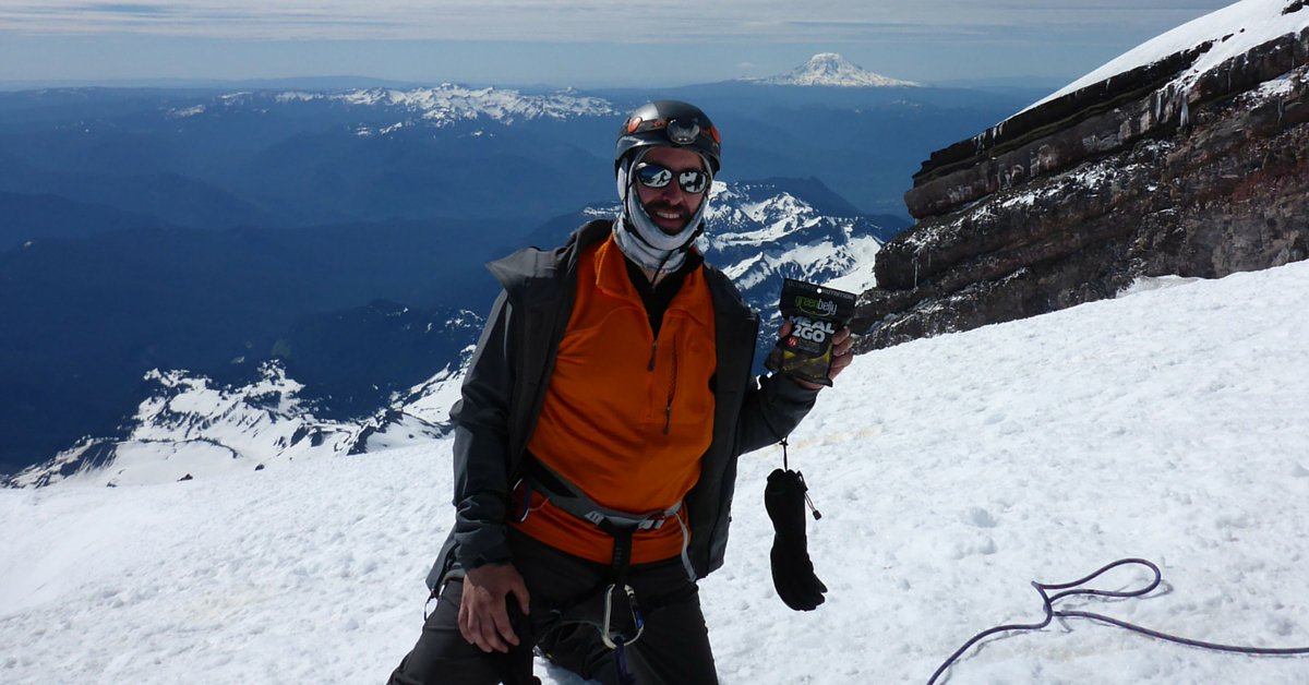 Greenbelly climbing high on Mt. Rainier, WA. Thanks for the photo Andrew!